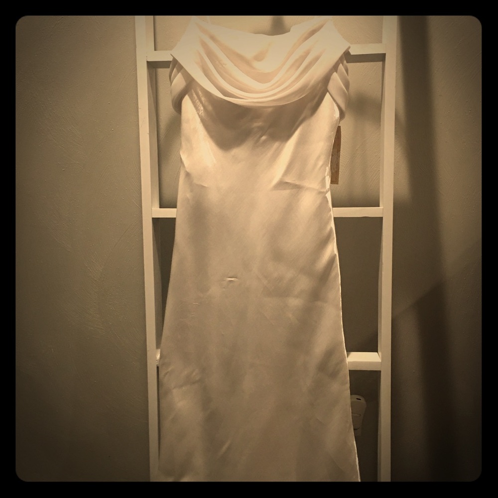 White Satin Prom/ Simple Wedding dress